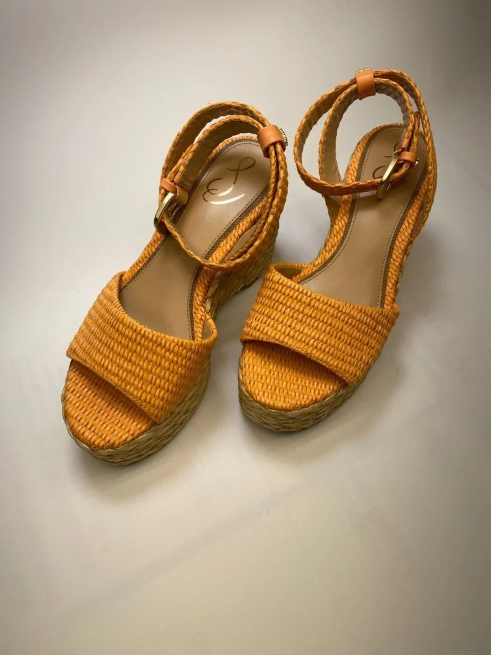 Sam Edelman Womens April Marigold Wedge Espadrille Platlform Sandal Sz 8.5